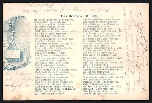 AK Bretten, Brettener Hundle, Gedicht Das Brettener Hundle