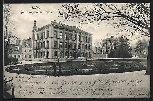 AK Zittau, Kgl. Baugewerkenschule, Parkansicht