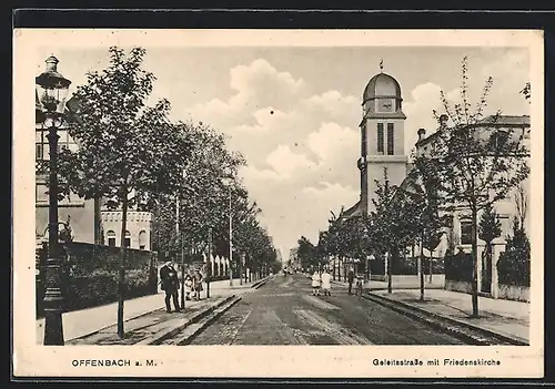 AK Offenbach a. M., Geleitsstrasse mit Friedenskirche