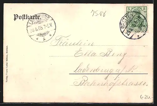 AK Bretten, Strassenpartie mit Rathaus