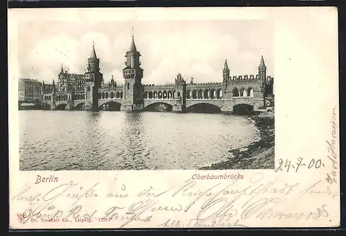 AK Berlin-Friedrichshain, Oberbaumbrücke