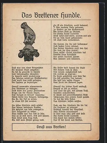 AK Bretten, Gedicht Das Brettener Hundle