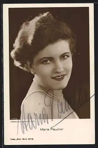 AK Schauspielerin Maria Paudler mit bezauberndem Blick, mit original Autograph