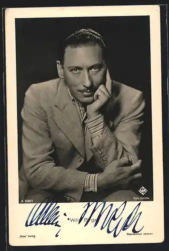AK Schauspieler Willy Birgel elegant im Anzug, mit original Autograph