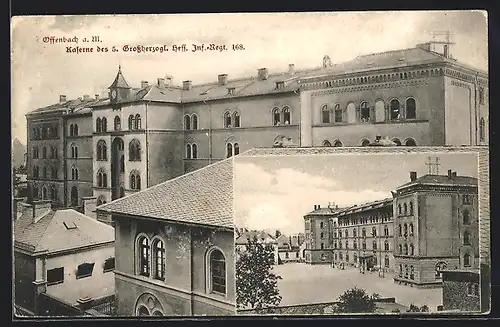 AK Offenbach a. M., Kaserne des 5. Grossherzoglichen Infanterie-Regiments 168