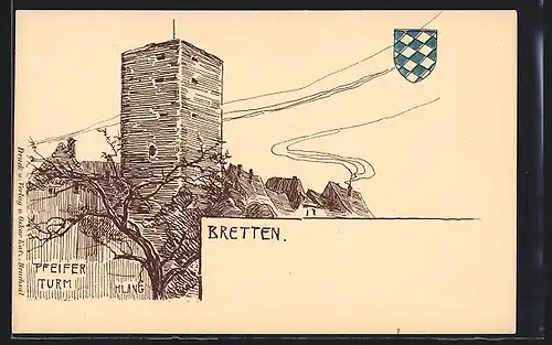 AK Bretten, Pfeiferturm, Wappen