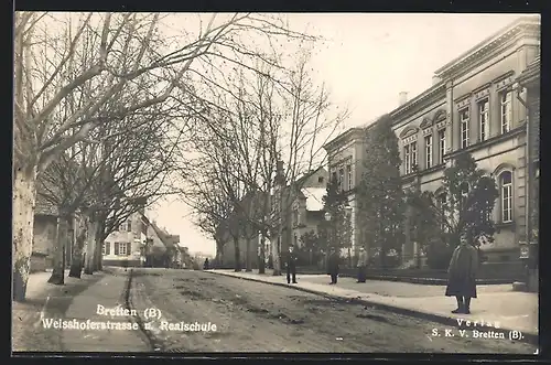 AK Bretten / Baden, Weisshoferstrasse und Realschule
