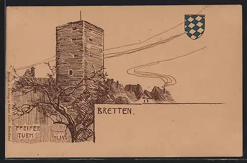 AK Bretten, Pfeiferturm, Wappen