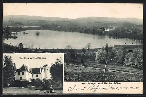 AK Amsoldingen, Schloss, Totale mit Uebischi-See