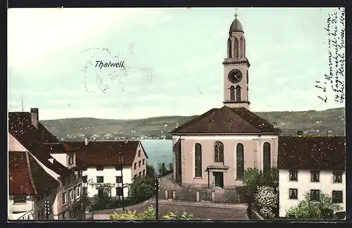 AK Thalweil, Teilansicht mit Kirche