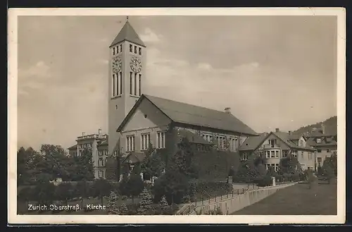 AK Zürich-Oberstrass, Partie an der Kirche