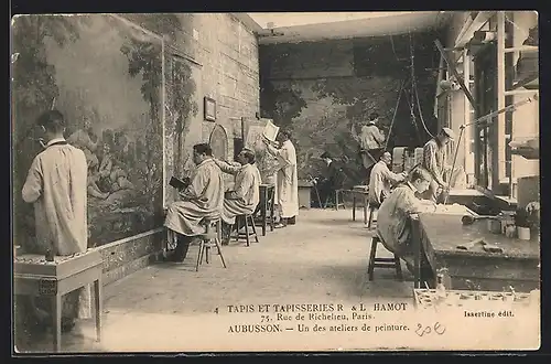 AK Aubusson, Tapis et Tapisseries R. & L. Hamot, un des ateliers de peinture