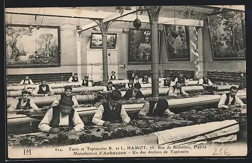 AK Aubusson, Tapis et Tapisseries R. & L. Hamot, Manufacture, un des Ateliers de Tapisserie