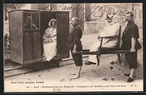 AK Dax, Établissement des Baignots, Transport des malades aux bains de boue