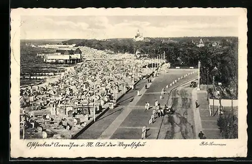AK Arendsee / Ostseebad, Strand und Strandpromenade aus der Vogelschau