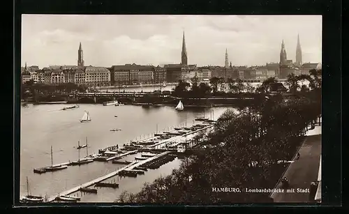 AK Hamburg-Neustadt, Lombardsbrücke mit Stadt