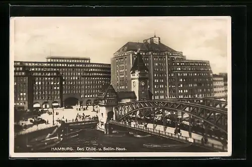 AK Hamburg-Kontorhausviertel, Blick auf Chile-und Ballin-Haus