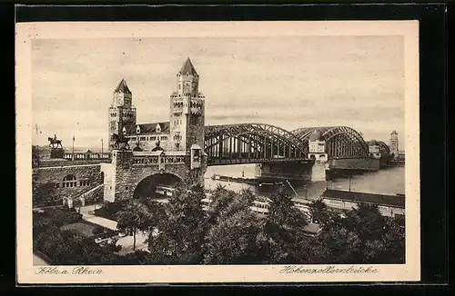 AK Köln, Blick auf die Hohenzollernbrücke