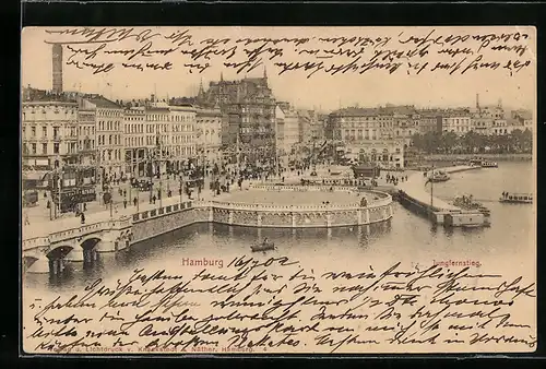 AK Hamburg-Neustadt, Strassenbahnen auf dem Jungfernstieg