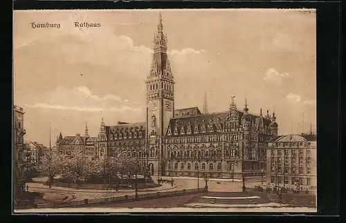 AK Hamburg, Blick zum Rathaus