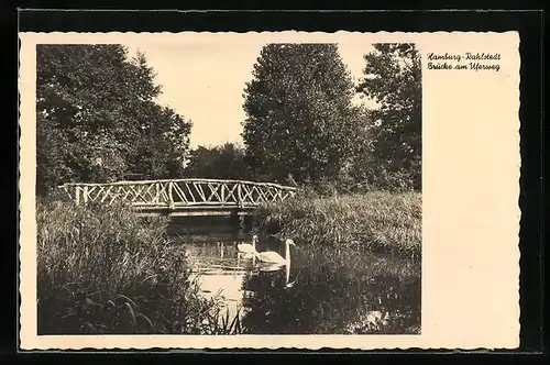 AK Hamburg-Rahlstedt, Brücke am Uferweg