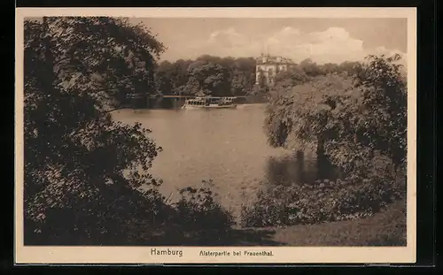 AK Hamburg-Harvestehude, Alsterpartie beim Frauenthal