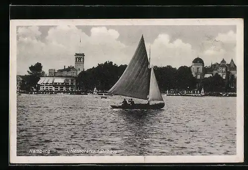 AK Hamburg, Uhlenhorster Fährhaus vom Wasser aus gesehen