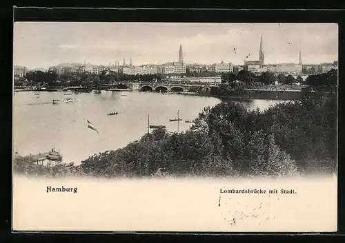 AK Hamburg-Neustadt, Lombardsbrücke mit Stadt