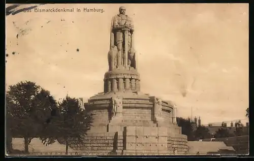 AK Hamburg-St.Pauli, am Bismarckdenkmal