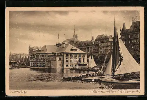 AK Hamburg-Neustadt, Alsterpavillon Wasserseite mit Segelbooten