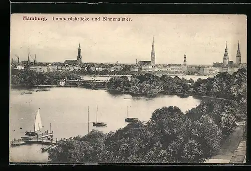 AK Hamburg-Neustadt, Lombardsbrücke und Binnenalster