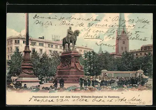 AK Hamburg, Promenaden-Concert vor dem Kaiser Wilhelm-Denkmal