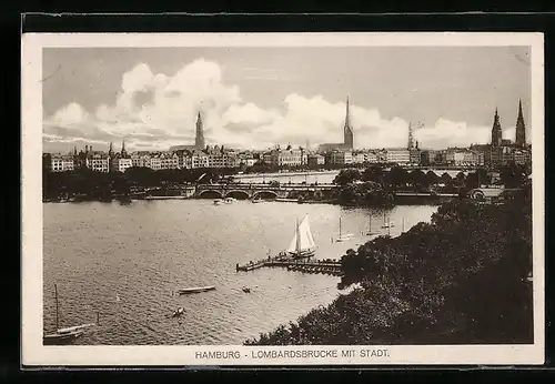 AK Hamburg-Neustadt, Lombardsbrücke mit Stadt