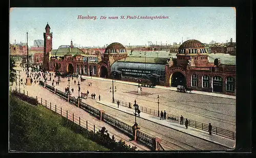 AK Hamburg-St. Pauli, die neuen Landungsbrücken, Elbtunnel