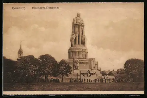 AK Hamburg-St.Pauli, Bismarck-Denkmal