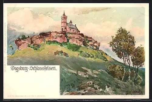 Künstler-AK Franz Xaver Hoch: Dagsburg, Blick zum Schlossfelsen