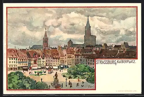 Künstler-AK Franz Xaver Hoch: Strassburg, Kleberplatz gegen Kirchen