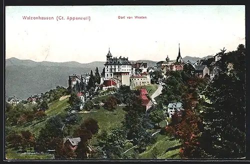 AK Walzenhausen, Dorf von Westen aus der Vogelschau