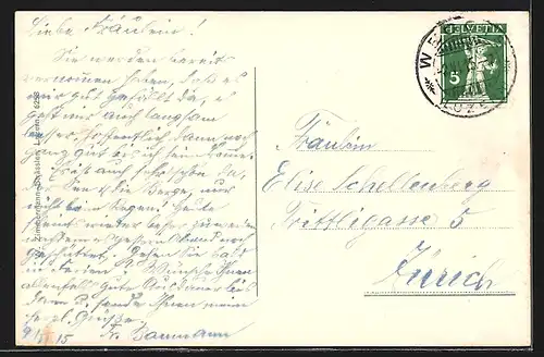 AK Weggis, Ortsansicht mit dem Pilatus