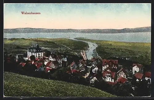 AK Walzenhausen, Ortsansicht mit Fluss und See