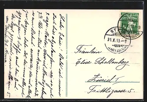 AK Stein a. Rhein, Uferpartie mit Brücke