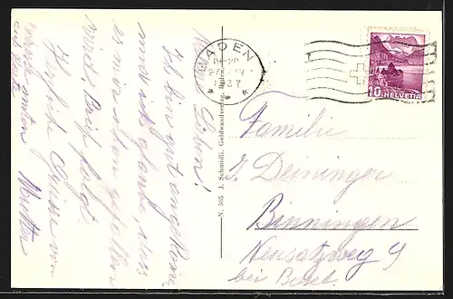 AK Baden, Volksheilbad Freihof mit Uferpromenade