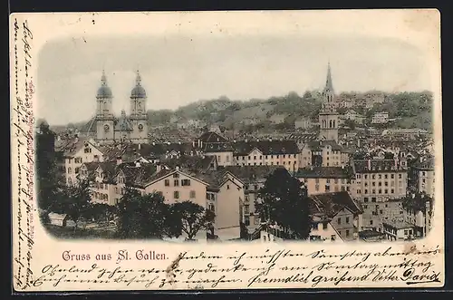 AK St. Gallen, Ortsansicht mit Kirche und Kathedrale