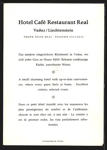 AK Vaduz, Hotel-Cafe-Restaurant Real