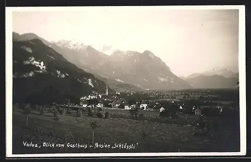 AK Vaduz, Blick vom Gasthaus und Pension Schlössli