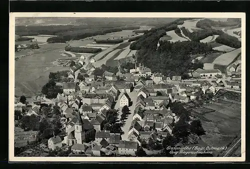 AK Grafenwöhr /Bayr. Ostmark, Fliegeraufnahme der Marktplatzes an der Kirche