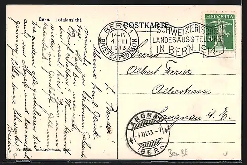 AK Bern, Totalansicht aus der Vogelschau