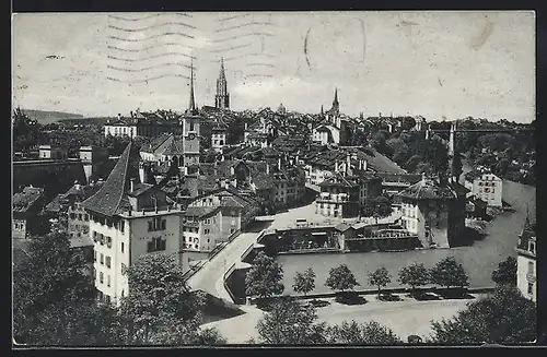 AK Bern, Untere Stadt aus der Vogelschau