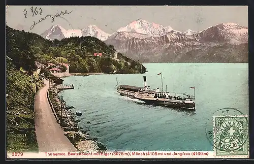 AK Thunersee, Beatenbucht mit Eiger, Mönch und Jungfrau