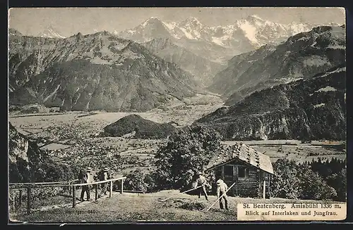 AK St. Beatenberg, Blick auf Interlaken und Jungfrau